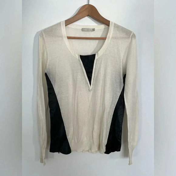 Townsen cream and faux leather light  shirt size small - Picture 2 of 6